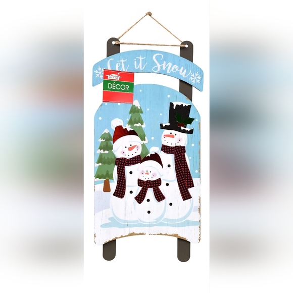 Christmas House Other - Snowman Holiday Sled Decorative Hanging Sign- NWT